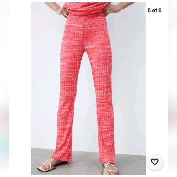 Pants - ZARA | Rib Texture Pink Pull On Pants Size Small